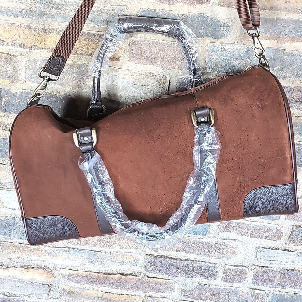Marlboro Guts- Grit Gear RARE Leather Brown Suede Large Duffel/Travel Bag